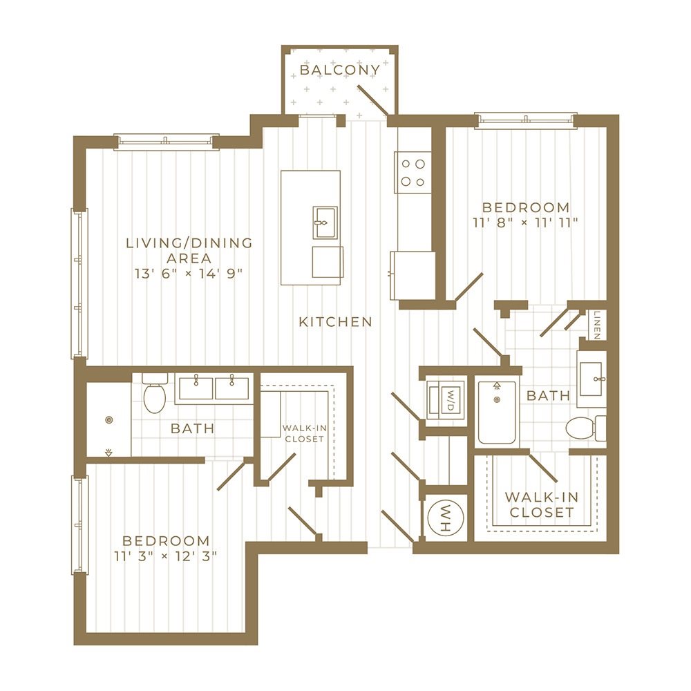B2: 2 Bed 2 Bath floor plan